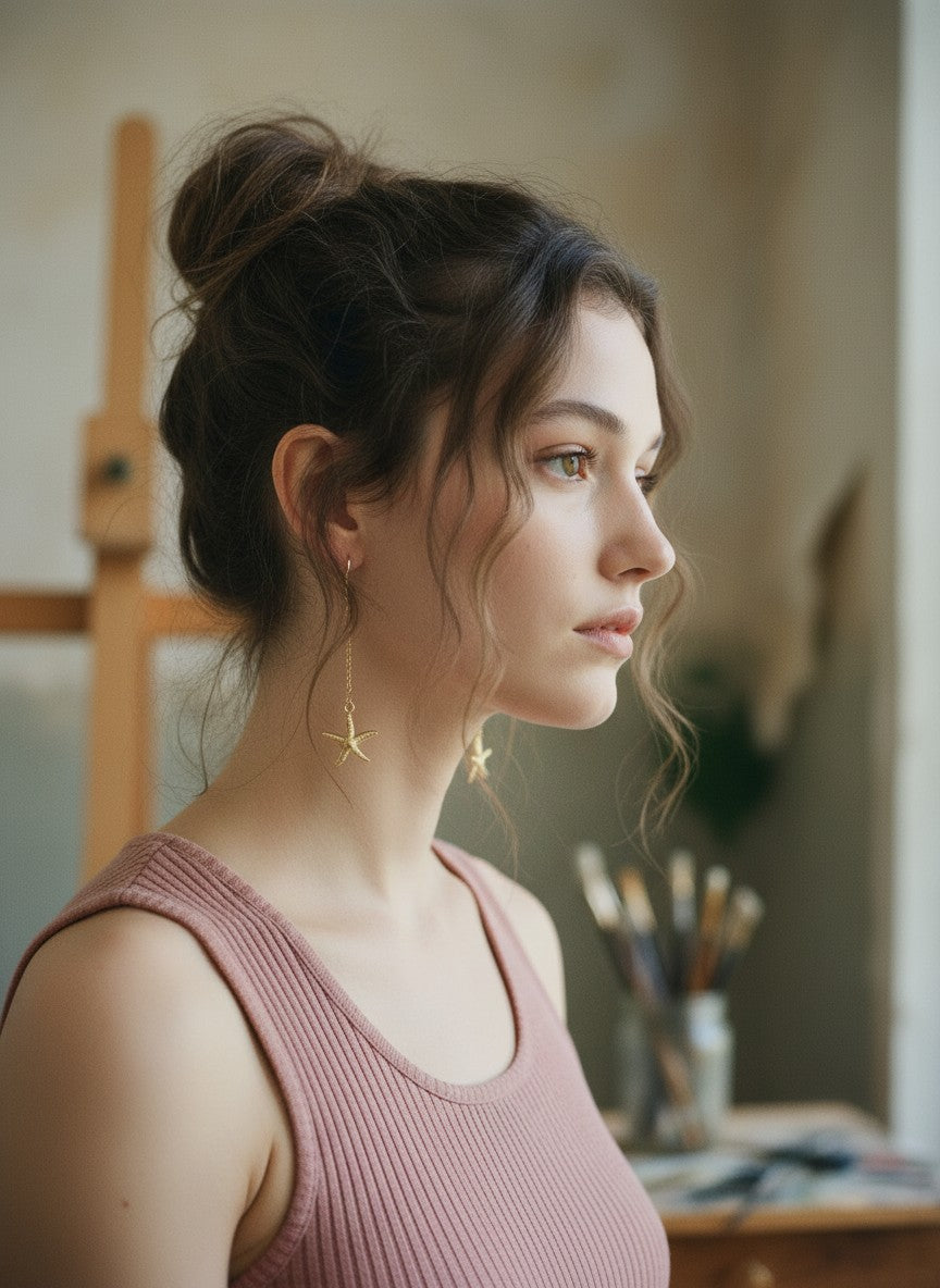 [AI-GEN] Handmade Sea Life Threader Earring