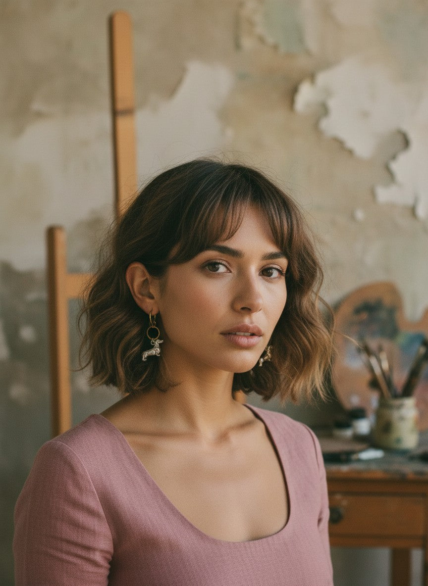 [AI-GEN] Handmade Dog & Circle Earrings