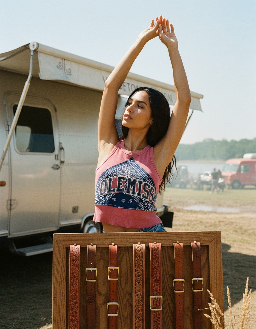 [AI-GEN] OOAK Ole Miss Bandana Upcycled Tee