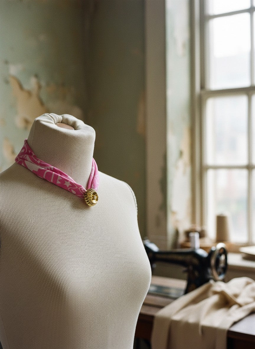 [AI-GEN] OOAK Vintage Scarf Clip Bandana Necklace