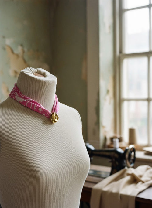 [AI-GEN] OOAK Vintage Scarf Clip Bandana Necklace