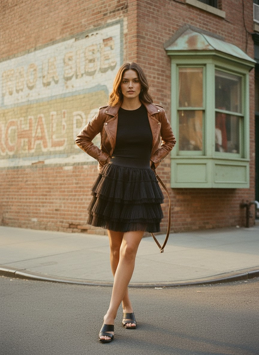 [AI-GEN] Elan Tuile Layer Mini Skirt