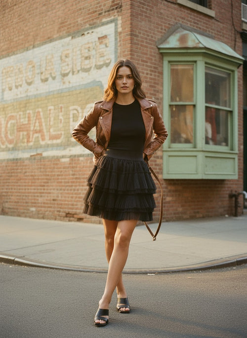 [AI-GEN] Elan Tuile Layer Mini Skirt