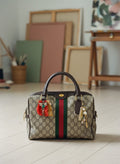 [AI-GEN] OOAK Vintage Boston Satchel with Bag Pin & Charm