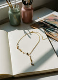 [AI-GEN] OOAK Safety Pin Peal Lariat Necklace