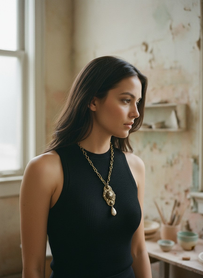 [AI-GEN] OOAK Vintage Drawer Pull Necklace