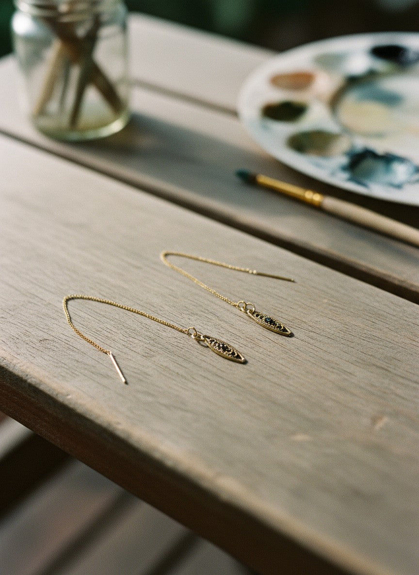 [AI-GEN] OOAK Vintage Oval Threader Earrings