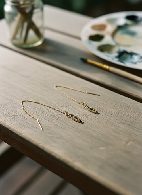 [AI-GEN] OOAK Vintage Oval Threader Earrings