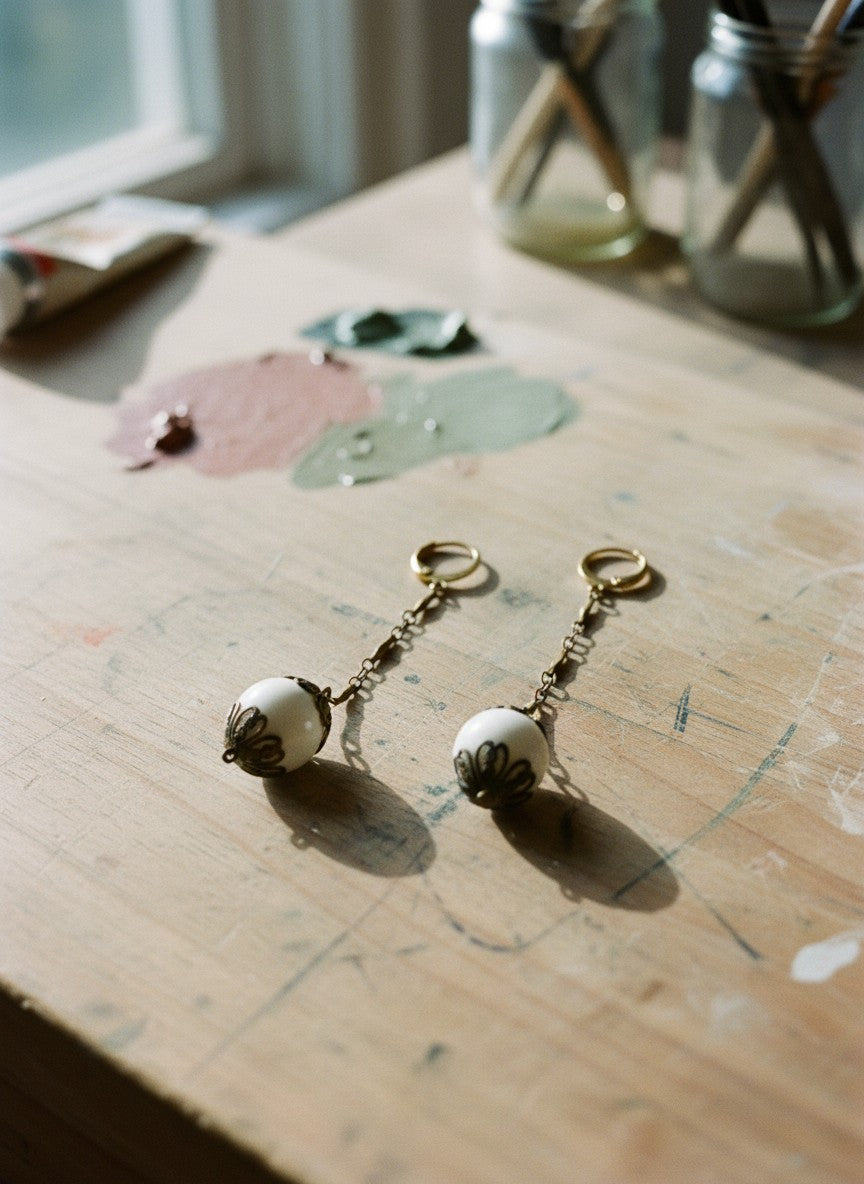 [AI-GEN] OOAK Vintage Bead Earrings