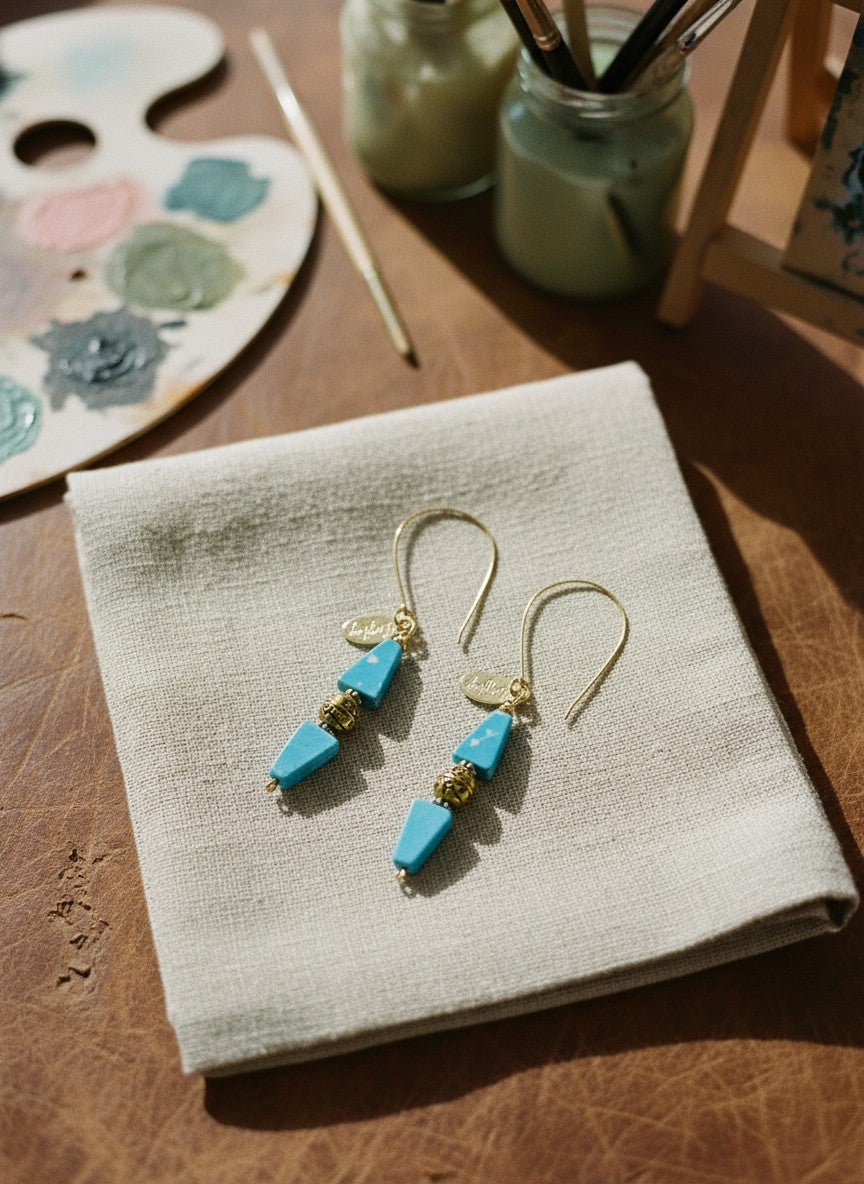 [AI-GEN] Handmade Turquoise Triangle Earrings