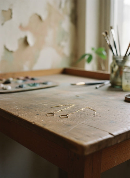 [AI-GEN] Handmade Diamond Shape Threader Earrings