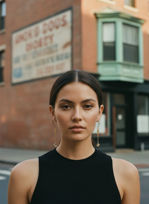 [AI-GEN] OOAk Vintage Chain & Faceted Glass Chain Earring