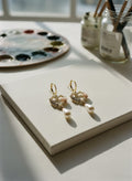 [AI-GEN] Handmade Rose Heart & Pearl Earrings