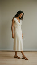 [AI-GEN] Sleeveless Faux Wrap Dress