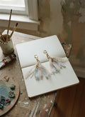 [AI-GEN] Handmade Ribbon & Lace Tassel Earrings