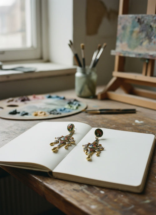 [AI-GEN] Vintage Flower Print Earrings