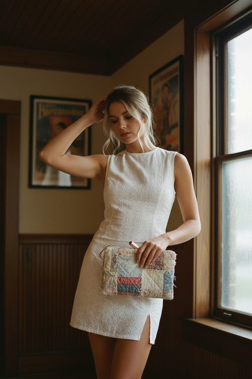 [AI-GEN] Eyelet Sleeveless Top And Skort Set