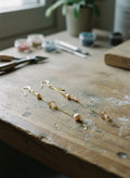 [AI-GEN] Handmade Long Pearl & Glass Mismatch Earrings