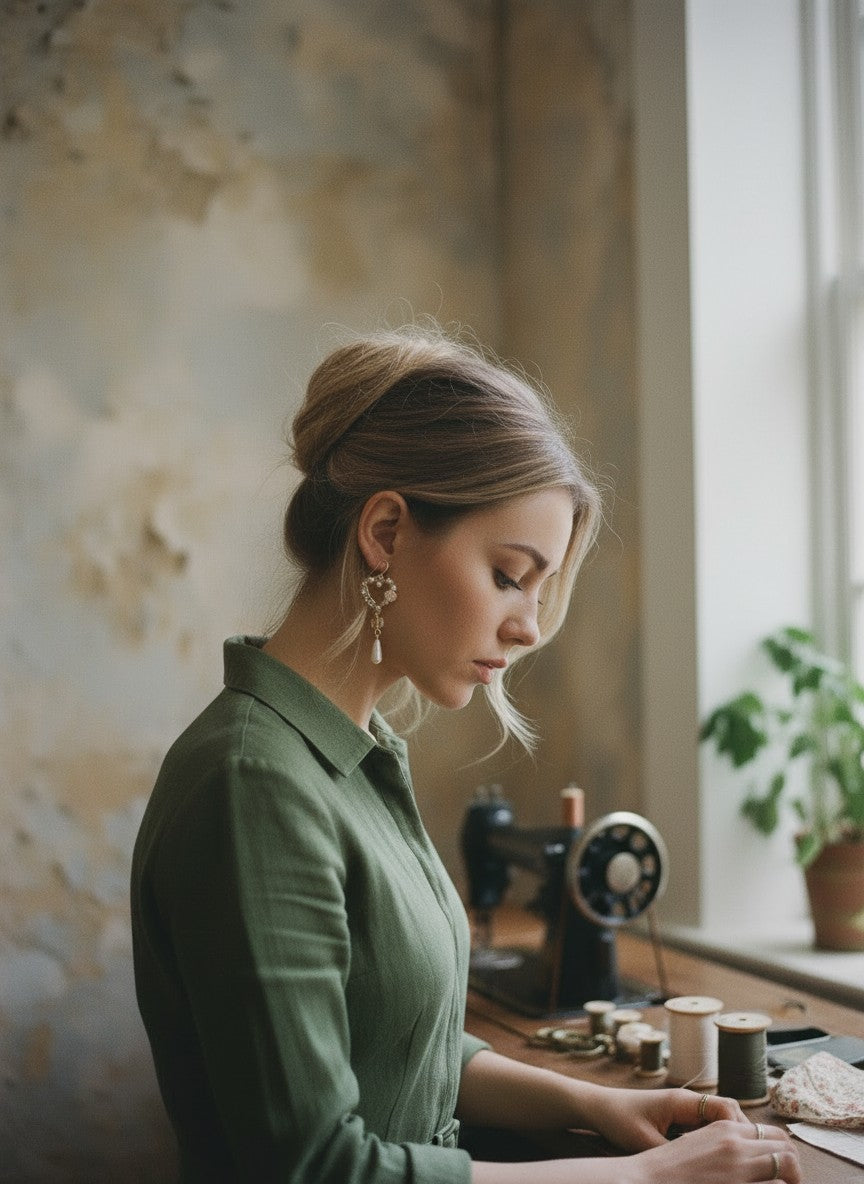 [AI-GEN] Handmade Floral Heart Glass Cube Earrings
