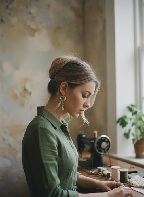 [AI-GEN] Handmade Floral Heart Glass Cube Earrings
