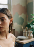 [AI-GEN] Handmade Cube & Rectangle Glass Threader Earrings