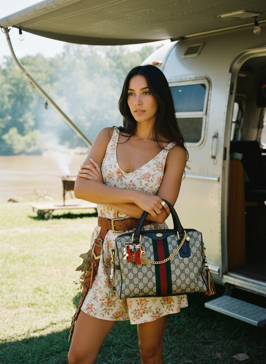 [AI-GEN] OOAK Vintage Boston Satchel with Bag Pin & Charm