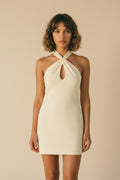 [AI-GEN] Keyhole Halter Tie Dress