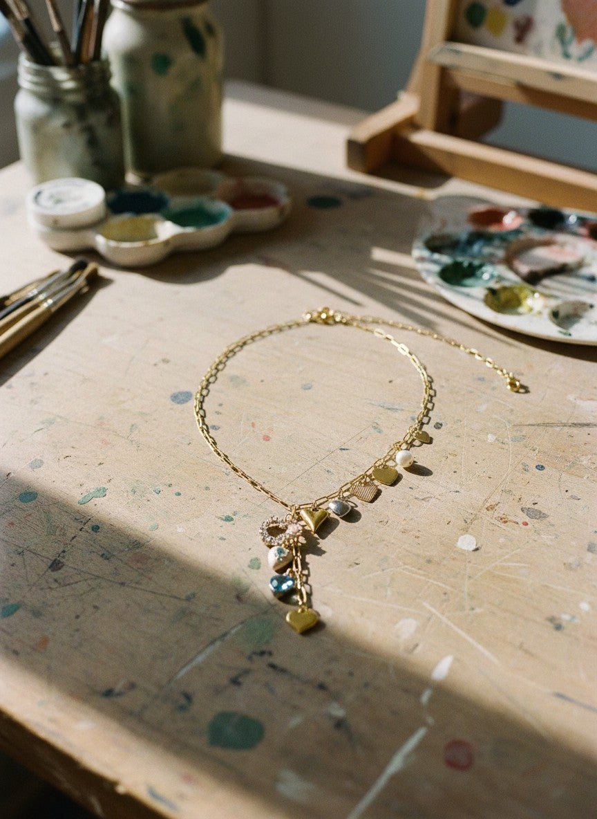 [AI-GEN] OOAK Charming Heart Lariat Necklace