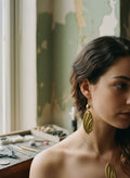 [AI-GEN] OOAK Jasper & Vintage Brass Stamping Earrings