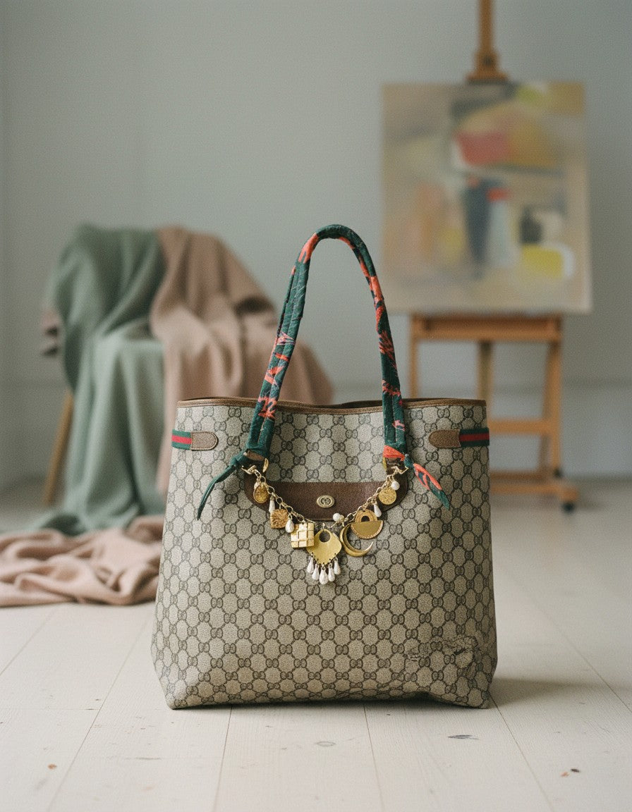[AI-GEN] OOAK Vintage Gucci Supreme Shopper with Bag Chain