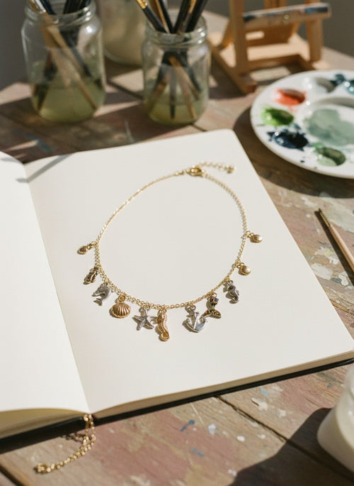 [AI-GEN] Handmade Dainty Ocean Charms Necklace