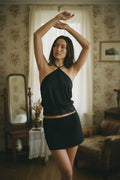 [AI-GEN] Halter Neck Top with Lace Trim