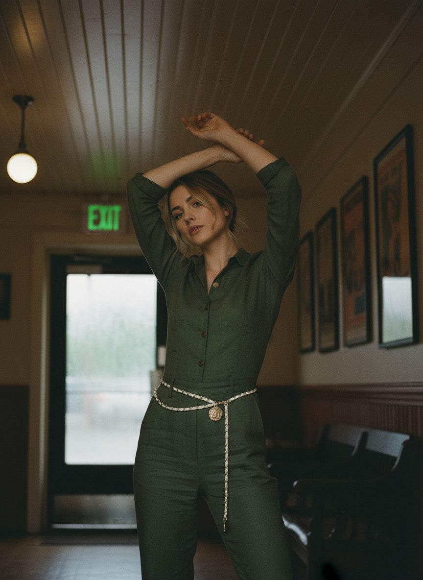 [AI-GEN] Designer Inspired Chain & Rose Belt