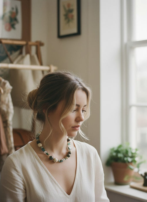 [AI-GEN] OOAK Jasper & Glass Beaded Chunky Necklace or Bracelet