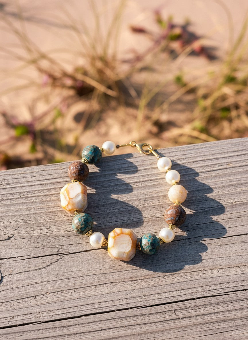 [AI-GEN] OOAK Handmade Chunky Gemstone Bracelet