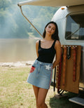 [AI-GEN] OOAK Stripe Side Denim Skirt