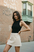 [AI-GEN] Cotton Twill Denim Skorts With Belt Loop