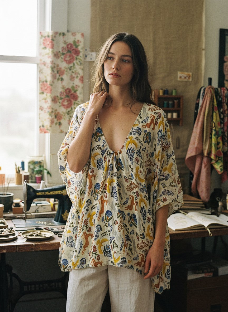 [AI-GEN] OOAK Bird Song Poncho or One Shoulder Top