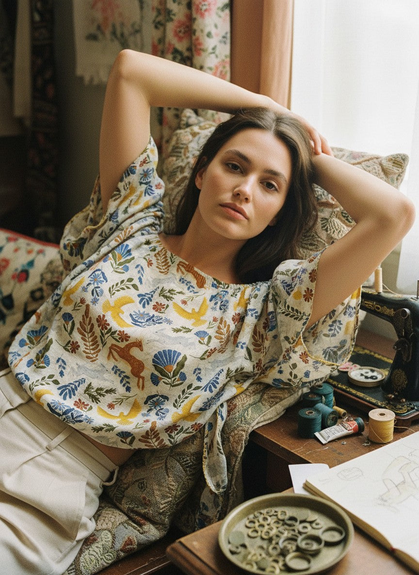 [AI-GEN] OOAK Bird Song Poncho or One Shoulder Top
