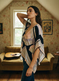 [AI-GEN] OOAK Vintage Geo Silk Scarf Poncho or Top
