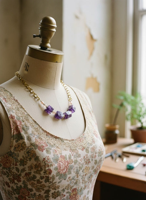 [AI-GEN] Handmade Chunky Amethyst Necklace or Bracelet