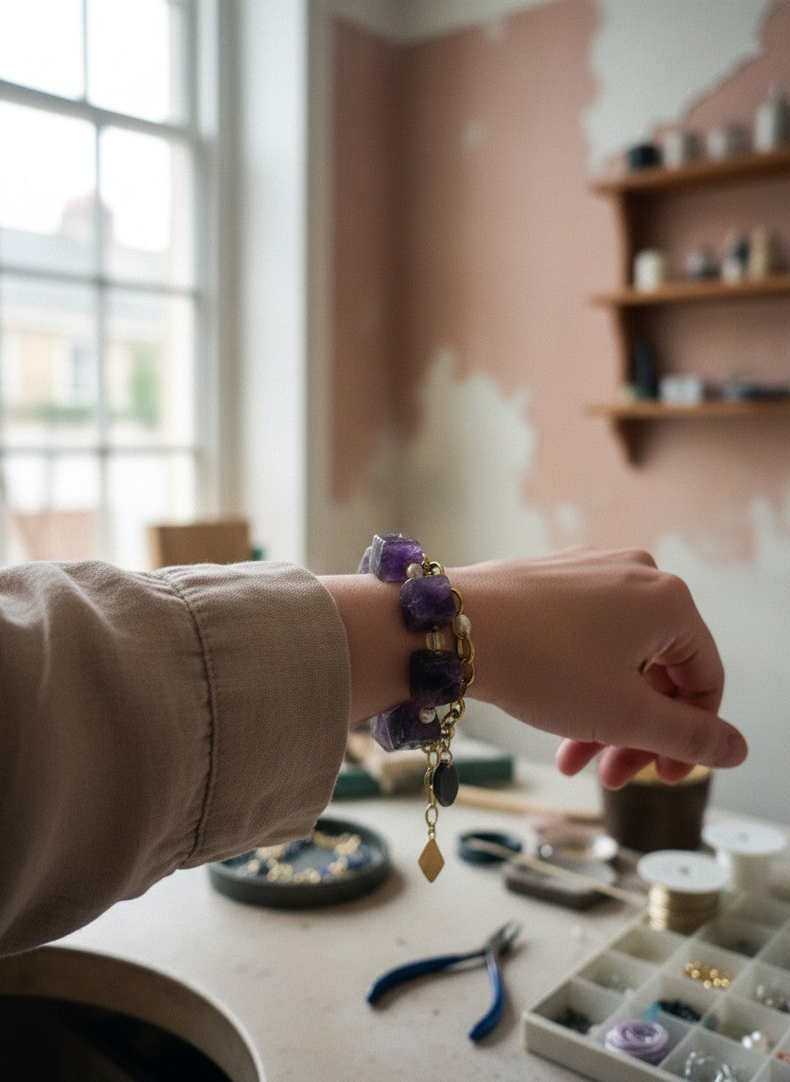 [AI-GEN] Handmade Chunky Amethyst Necklace or Bracelet