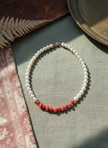 [AI-GEN] Handmade Coral & Pearl Chunky Necklace