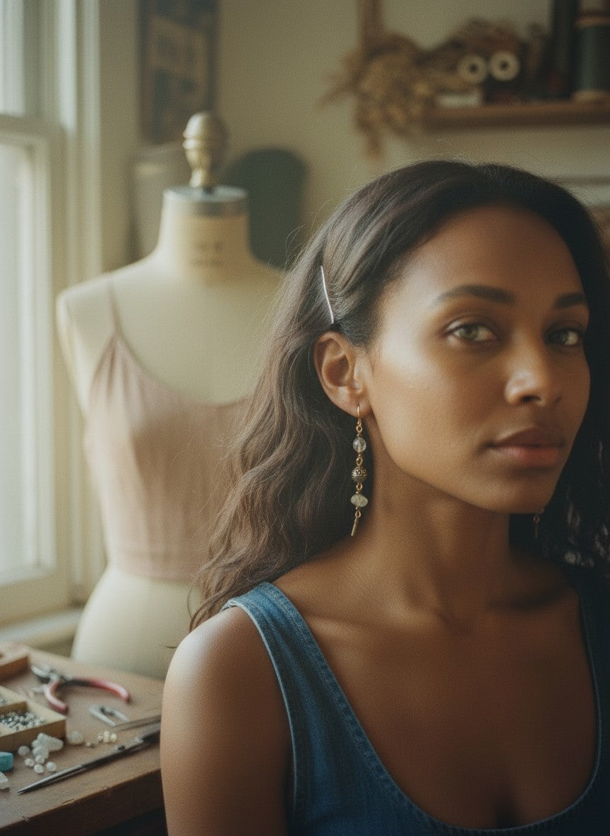 [AI-GEN] Handmade Citrine & Silver Boho Earrings
