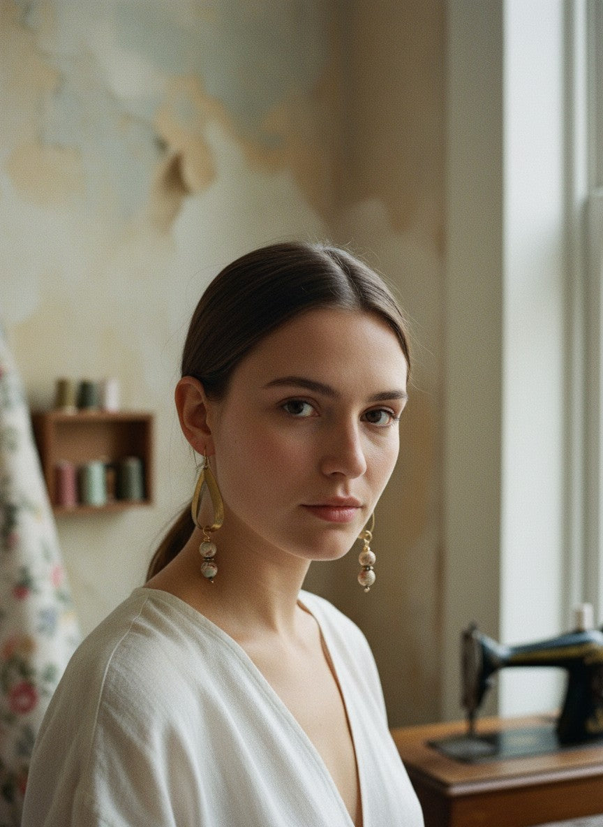 [AI-GEN] Handmade Jasper Teardrop Earrings