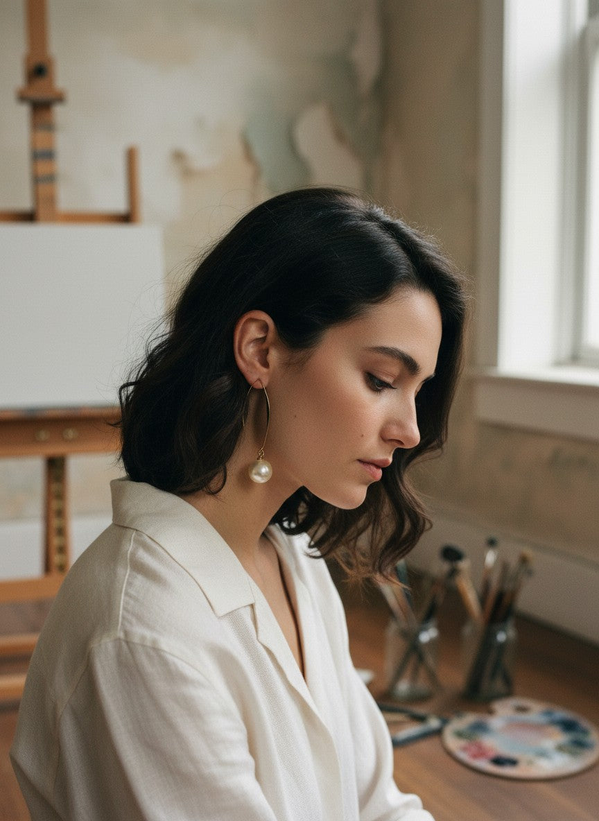 [AI-GEN] Handmade Pearl Ball Earrings