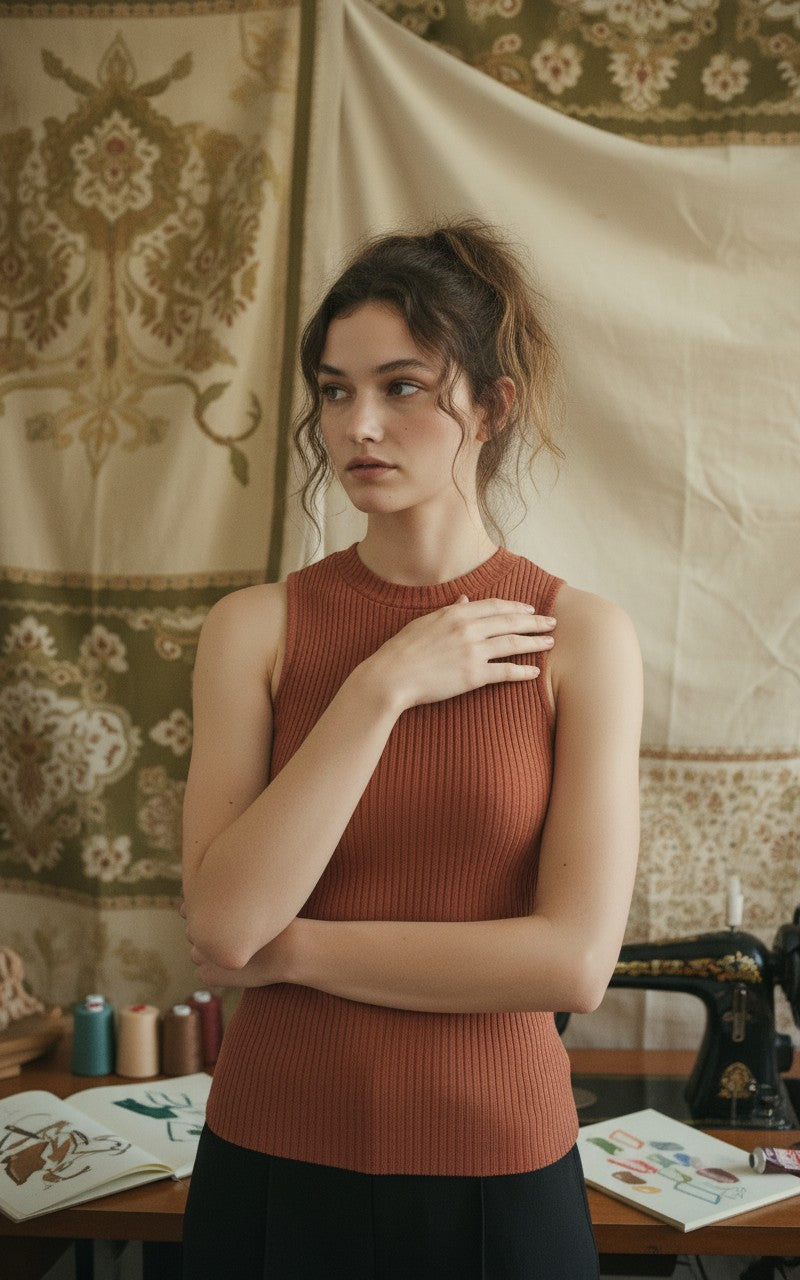 [AI-GEN] Sadie & Sage Soft Cedar Ruched Knit Tank