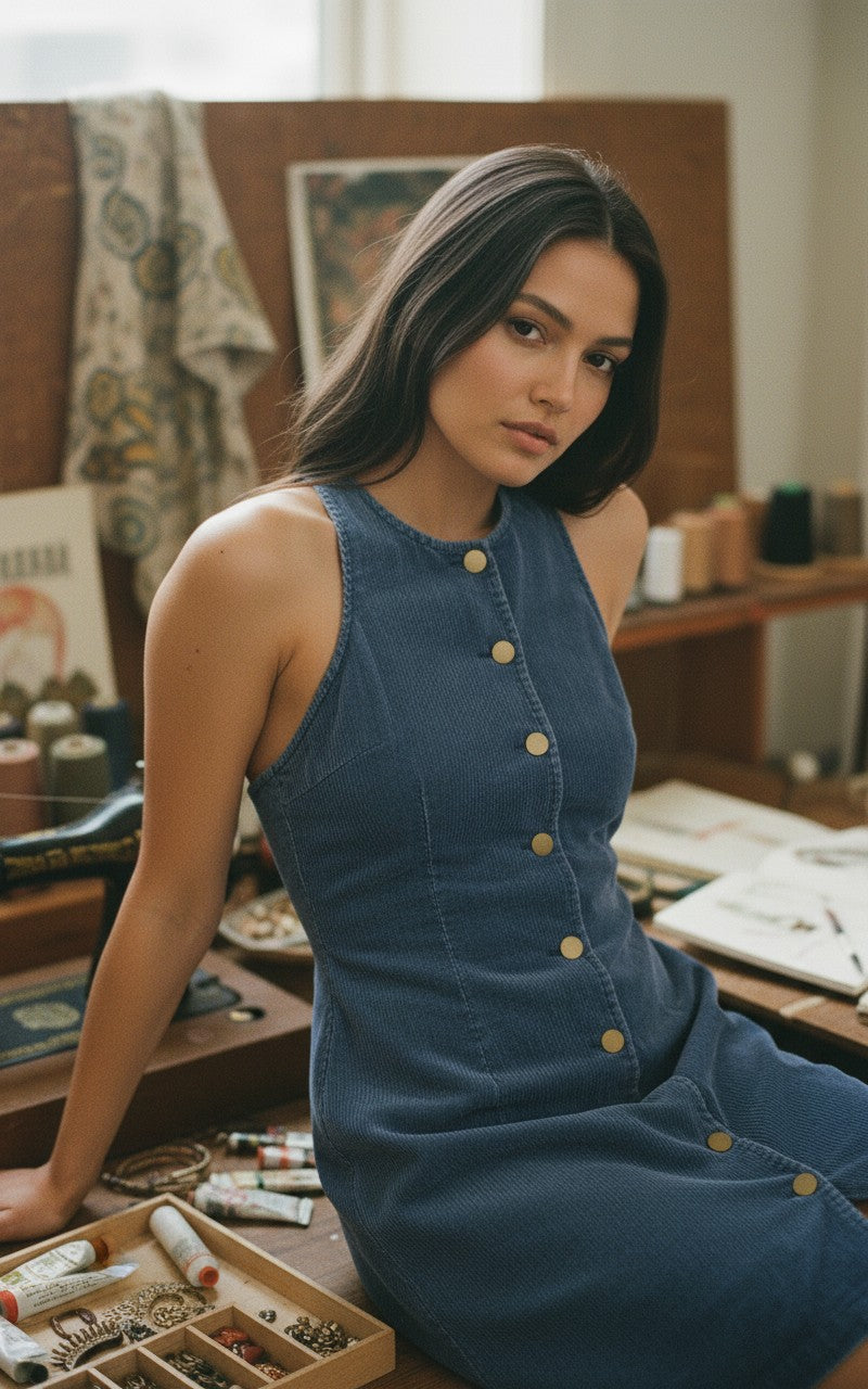 [AI-GEN] Sadie & Sage Get Like This Buttoned Mini Dress