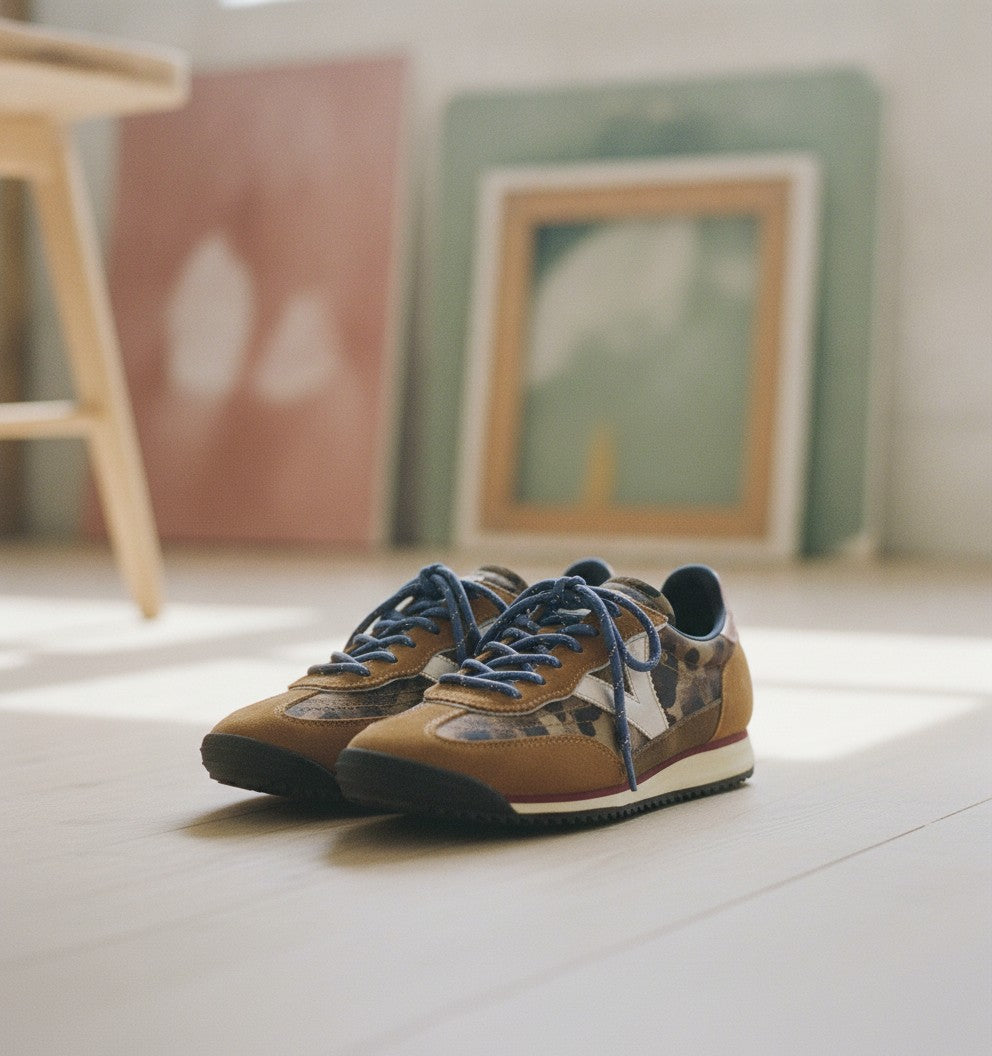 [AI-GEN] Victoria Saturno Nylon Animal Print & Suede Sneakers