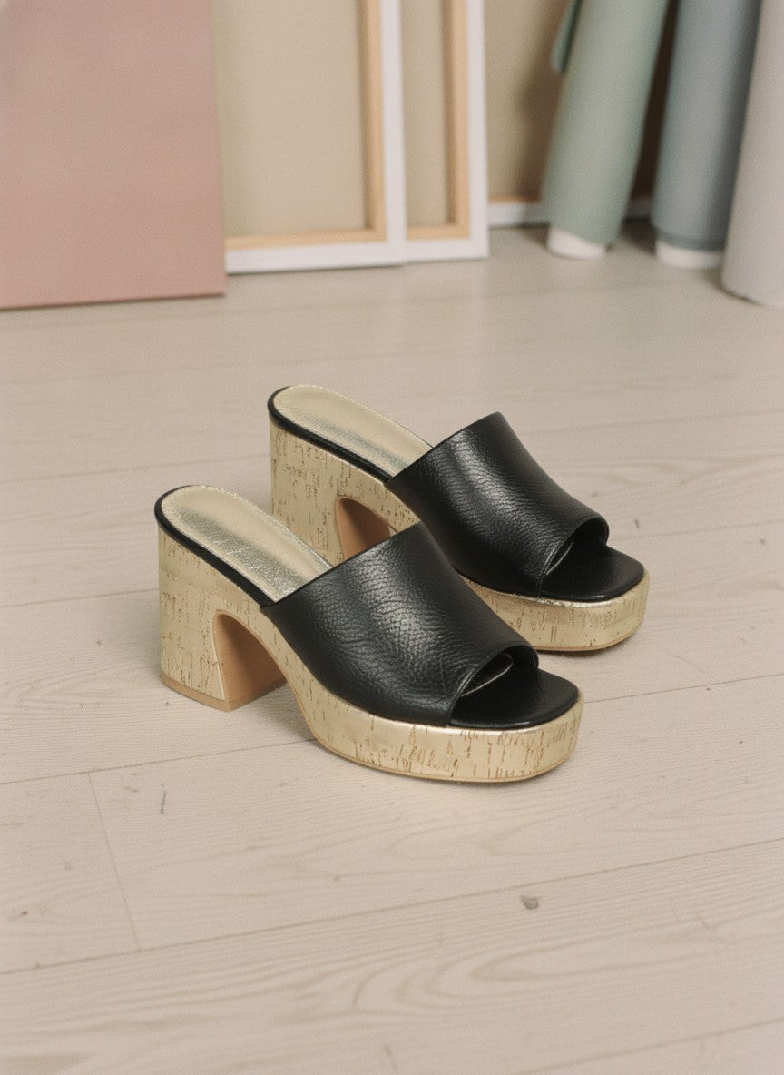 [AI-GEN] Lily Platform Chunky Heel Slip-on Sandals